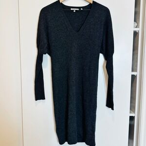 Vince  Dark Charcoal V-Neck Long Sleeve Sweater Dress Size S